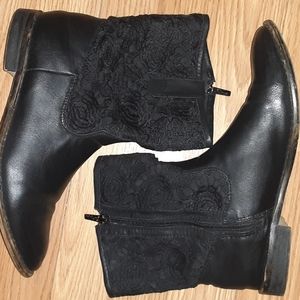Wanted womens black lace designer above ankle boots